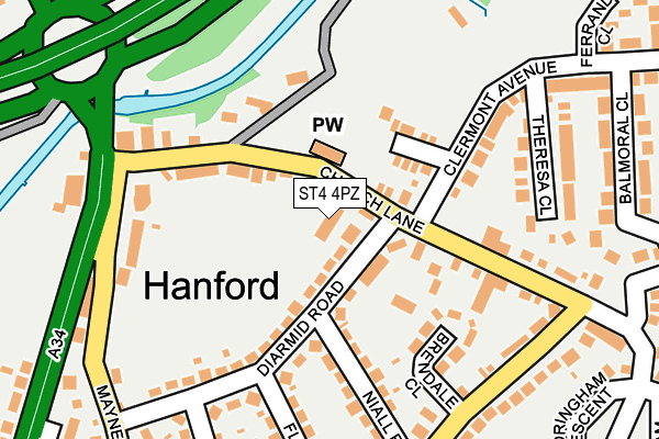 ST4 4PZ map - OS OpenMap – Local (Ordnance Survey) ST4 4PZ map - OS OpenMap – Local (Ordnance Survey)