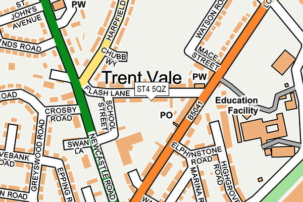 ST4 5QZ map - OS OpenMap – Local (Ordnance Survey)
