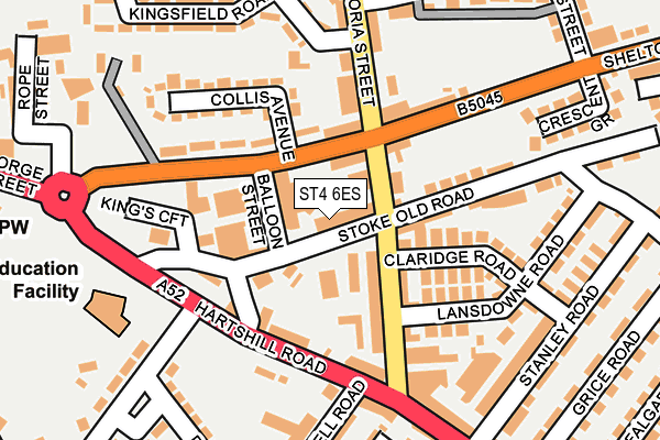 ST4 6ES map - OS OpenMap – Local (Ordnance Survey) ST4 6ES map - OS OpenMap – Local (Ordnance Survey)