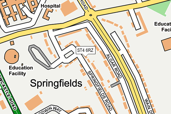 ST4 6RZ map - OS OpenMap – Local (Ordnance Survey)