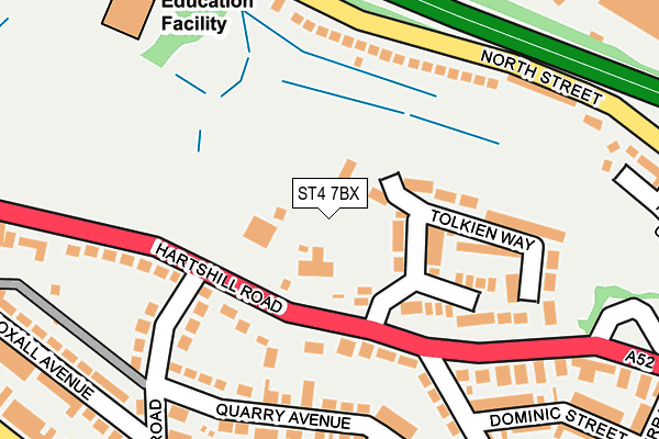 ST4 7BX map - OS OpenMap – Local (Ordnance Survey) ST4 7BX map - OS OpenMap – Local (Ordnance Survey)