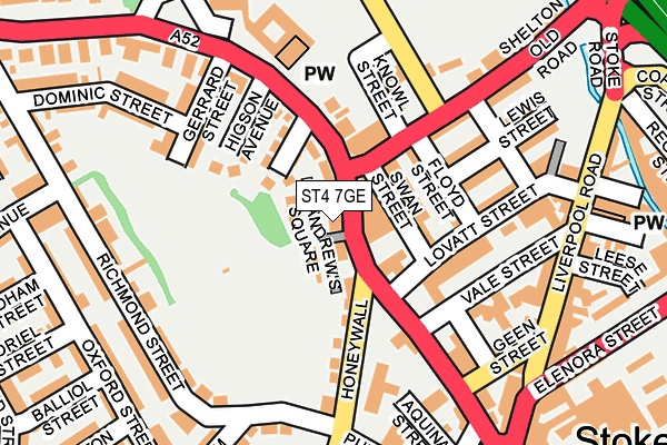 ST4 7GE map - OS OpenMap – Local (Ordnance Survey) ST4 7GE map - OS OpenMap – Local (Ordnance Survey)