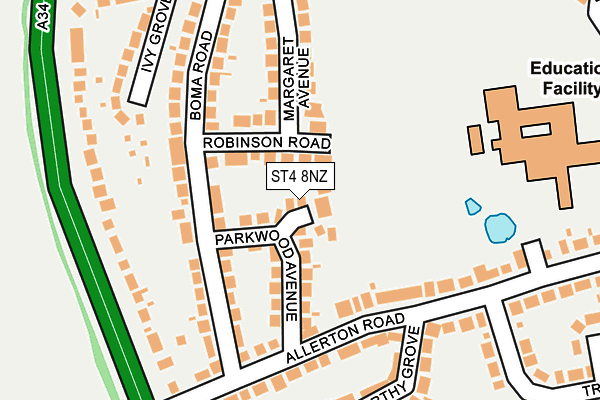 ST4 8NZ map - OS OpenMap – Local (Ordnance Survey) ST4 8NZ map - OS OpenMap – Local (Ordnance Survey)