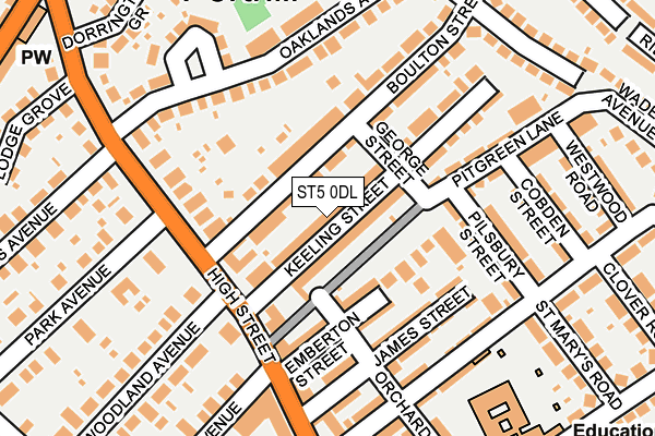 ST5 0DL map - OS OpenMap – Local (Ordnance Survey) ST5 0DL map - OS OpenMap – Local (Ordnance Survey)