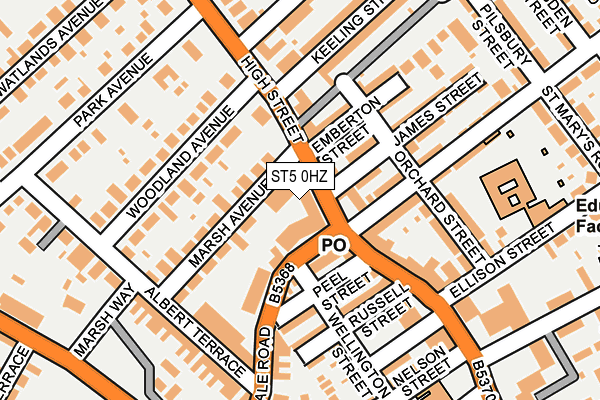 ST5 0HZ map - OS OpenMap – Local (Ordnance Survey) ST5 0HZ map - OS OpenMap – Local (Ordnance Survey)
