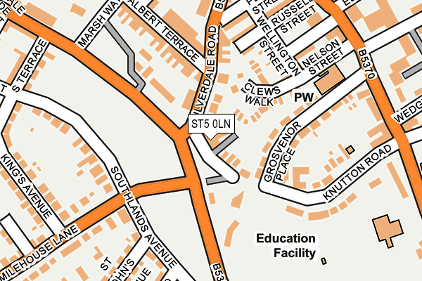 ST5 0LN map - OS OpenMap – Local (Ordnance Survey) ST5 0LN map - OS OpenMap – Local (Ordnance Survey)