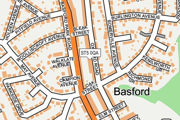 ST5 0QA map - OS OpenMap – Local (Ordnance Survey)