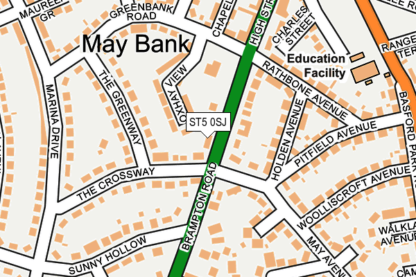 ST5 0SJ map - OS OpenMap – Local (Ordnance Survey) ST5 0SJ map - OS OpenMap – Local (Ordnance Survey)