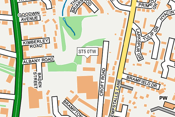 ST5 0TW map - OS OpenMap – Local (Ordnance Survey) ST5 0TW map - OS OpenMap – Local (Ordnance Survey)