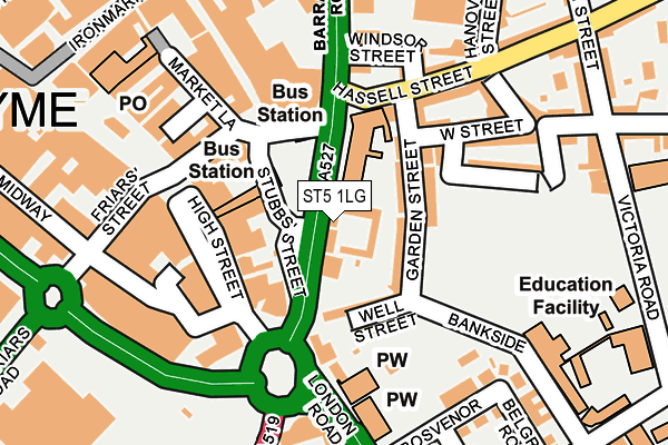 ST5 1LG map - OS OpenMap – Local (Ordnance Survey) ST5 1LG map - OS OpenMap – Local (Ordnance Survey)