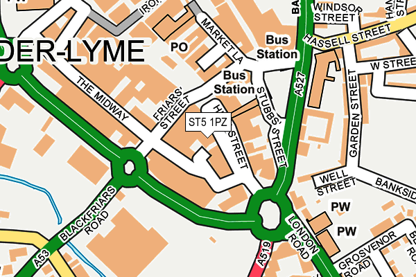 ST5 1PZ map - OS OpenMap – Local (Ordnance Survey) ST5 1PZ map - OS OpenMap – Local (Ordnance Survey)