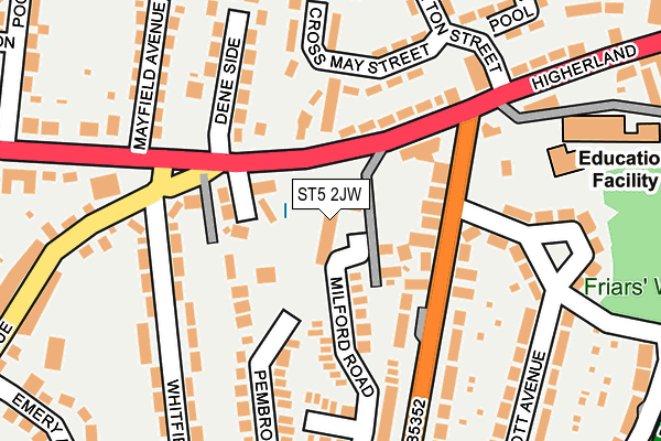 ST5 2JW map - OS OpenMap – Local (Ordnance Survey) ST5 2JW map - OS OpenMap – Local (Ordnance Survey)