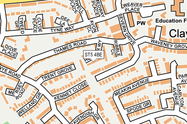 ST5 4BE map - OS OpenMap – Local (Ordnance Survey) ST5 4BE map - OS OpenMap – Local (Ordnance Survey)