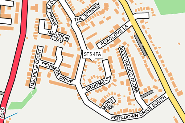 ST5 4FA map - OS OpenMap – Local (Ordnance Survey) ST5 4FA map - OS OpenMap – Local (Ordnance Survey)