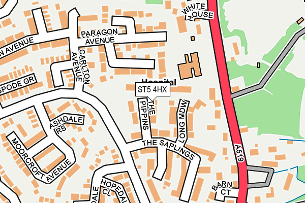 ST5 4HX map - OS OpenMap – Local (Ordnance Survey) ST5 4HX map - OS OpenMap – Local (Ordnance Survey)