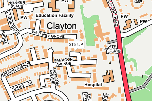 ST5 4JP map - OS OpenMap – Local (Ordnance Survey) ST5 4JP map - OS OpenMap – Local (Ordnance Survey)