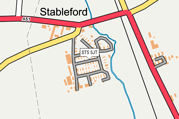 ST5 5JT map - OS OpenMap – Local (Ordnance Survey) ST5 5JT map - OS OpenMap – Local (Ordnance Survey)
