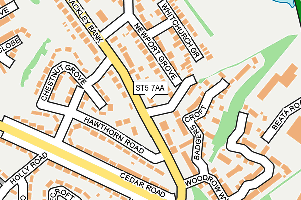 ST5 7AA map - OS OpenMap – Local (Ordnance Survey) ST5 7AA map - OS OpenMap – Local (Ordnance Survey)