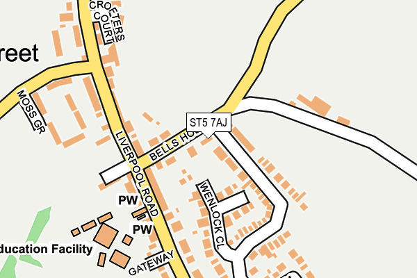 ST5 7AJ map - OS OpenMap – Local (Ordnance Survey) ST5 7AJ map - OS OpenMap – Local (Ordnance Survey)