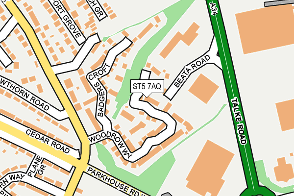 ST5 7AQ map - OS OpenMap – Local (Ordnance Survey) ST5 7AQ map - OS OpenMap – Local (Ordnance Survey)