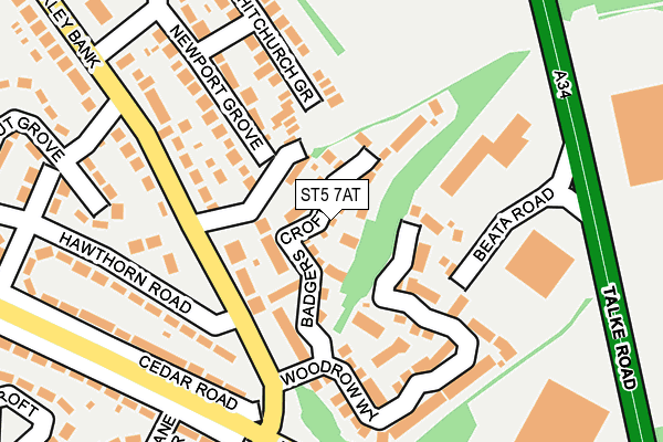 ST5 7AT map - OS OpenMap – Local (Ordnance Survey) ST5 7AT map - OS OpenMap – Local (Ordnance Survey)