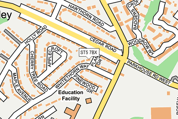 ST5 7BX map - OS OpenMap – Local (Ordnance Survey) ST5 7BX map - OS OpenMap – Local (Ordnance Survey)