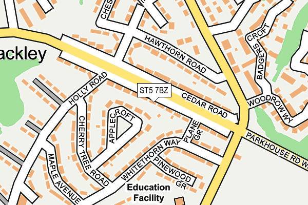 ST5 7BZ map - OS OpenMap – Local (Ordnance Survey) ST5 7BZ map - OS OpenMap – Local (Ordnance Survey)