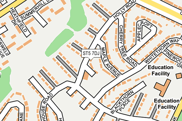 ST5 7DJ map - OS OpenMap – Local (Ordnance Survey) ST5 7DJ map - OS OpenMap – Local (Ordnance Survey)