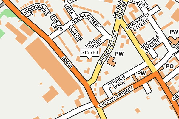 ST5 7HJ map - OS OpenMap – Local (Ordnance Survey) ST5 7HJ map - OS OpenMap – Local (Ordnance Survey)
