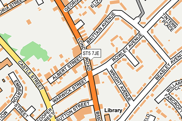 ST5 7JE map - OS OpenMap – Local (Ordnance Survey) ST5 7JE map - OS OpenMap – Local (Ordnance Survey)