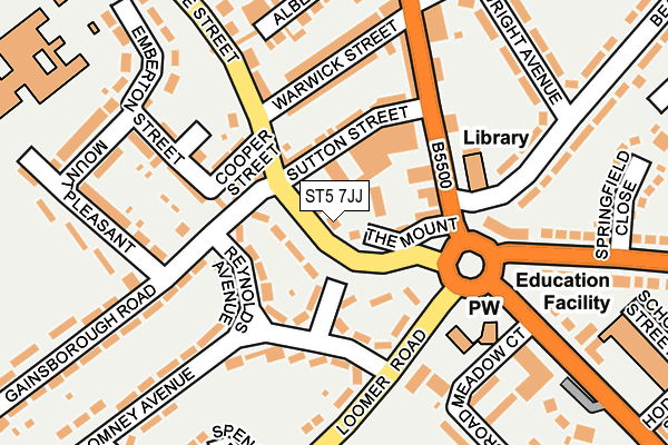 ST5 7JJ map - OS OpenMap – Local (Ordnance Survey) ST5 7JJ map - OS OpenMap – Local (Ordnance Survey)