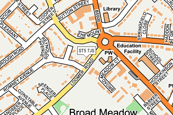 ST5 7JS map - OS OpenMap – Local (Ordnance Survey)