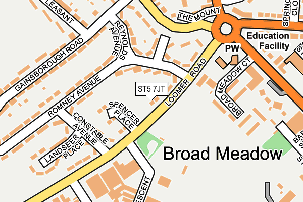 ST5 7JT map - OS OpenMap – Local (Ordnance Survey) ST5 7JT map - OS OpenMap – Local (Ordnance Survey)