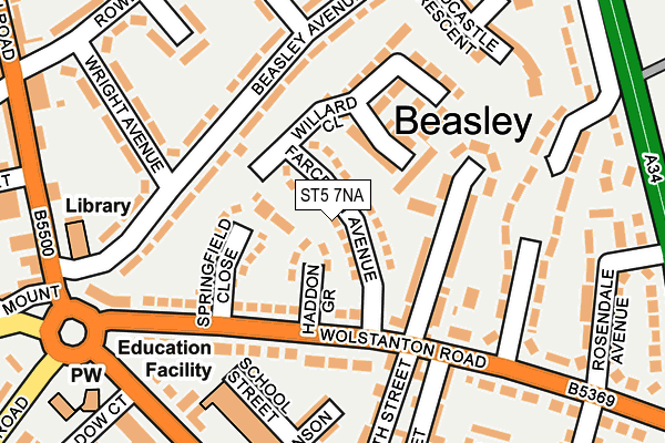 ST5 7NA map - OS OpenMap – Local (Ordnance Survey) ST5 7NA map - OS OpenMap – Local (Ordnance Survey)