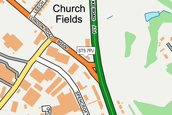 ST5 7PJ map - OS OpenMap – Local (Ordnance Survey) ST5 7PJ map - OS OpenMap – Local (Ordnance Survey)