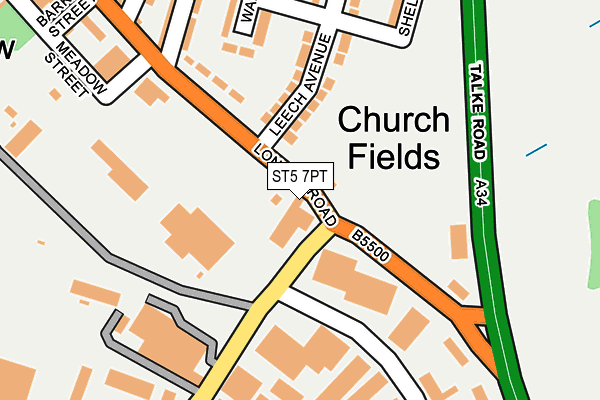 ST5 7PT map - OS OpenMap – Local (Ordnance Survey)