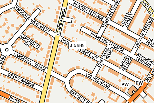 ST5 8HN map - OS OpenMap – Local (Ordnance Survey) ST5 8HN map - OS OpenMap – Local (Ordnance Survey)