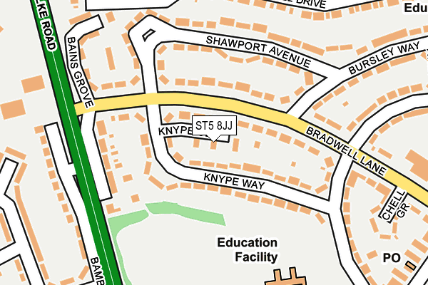 ST5 8JJ map - OS OpenMap – Local (Ordnance Survey) ST5 8JJ map - OS OpenMap – Local (Ordnance Survey)