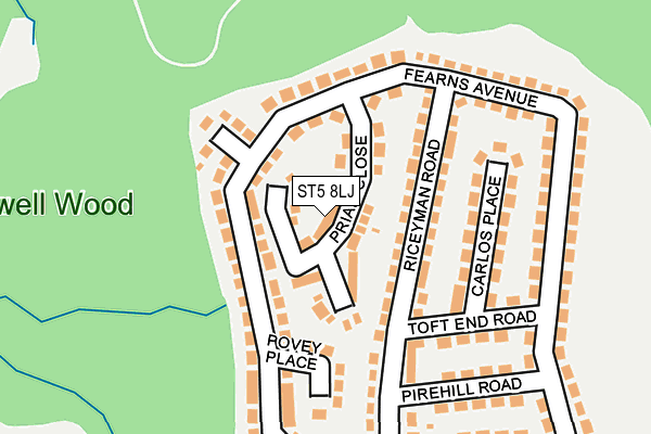 ST5 8LJ map - OS OpenMap – Local (Ordnance Survey)