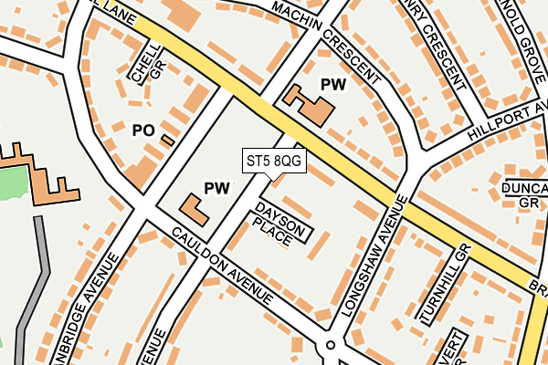 ST5 8QG map - OS OpenMap – Local (Ordnance Survey) ST5 8QG map - OS OpenMap – Local (Ordnance Survey)