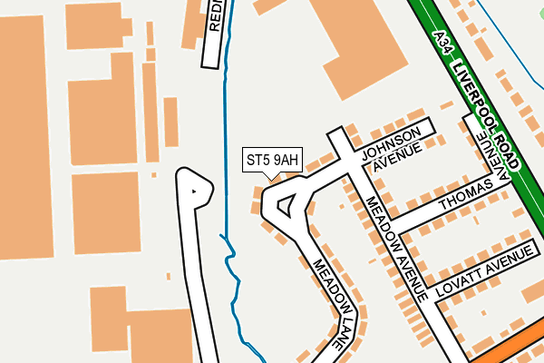 ST5 9AH map - OS OpenMap – Local (Ordnance Survey) ST5 9AH map - OS OpenMap – Local (Ordnance Survey)