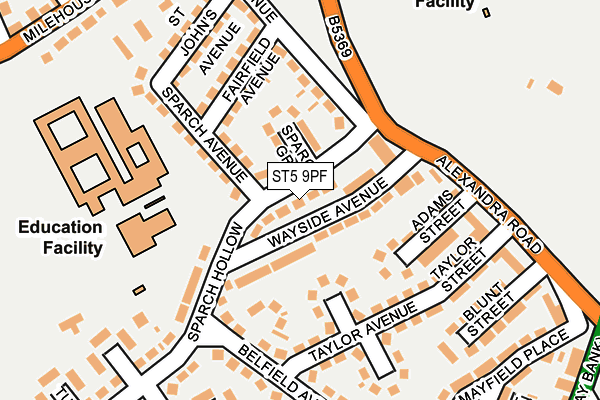 ST5 9PF map - OS OpenMap – Local (Ordnance Survey) ST5 9PF map - OS OpenMap – Local (Ordnance Survey)