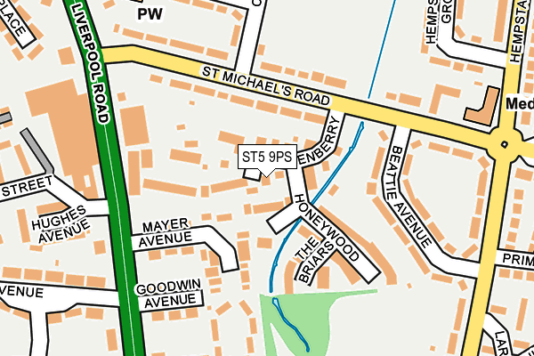 ST5 9PS map - OS OpenMap – Local (Ordnance Survey)