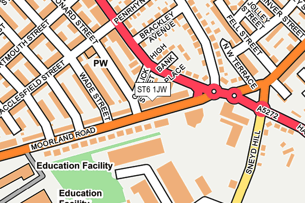 ST6 1JW map - OS OpenMap – Local (Ordnance Survey) ST6 1JW map - OS OpenMap – Local (Ordnance Survey)