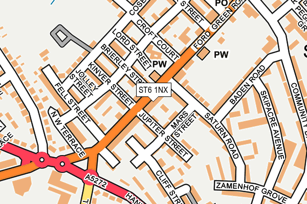 ST6 1NX map - OS OpenMap – Local (Ordnance Survey) ST6 1NX map - OS OpenMap – Local (Ordnance Survey)