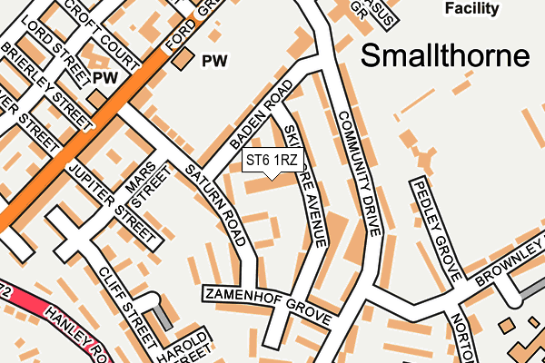 ST6 1RZ map - OS OpenMap – Local (Ordnance Survey) ST6 1RZ map - OS OpenMap – Local (Ordnance Survey)