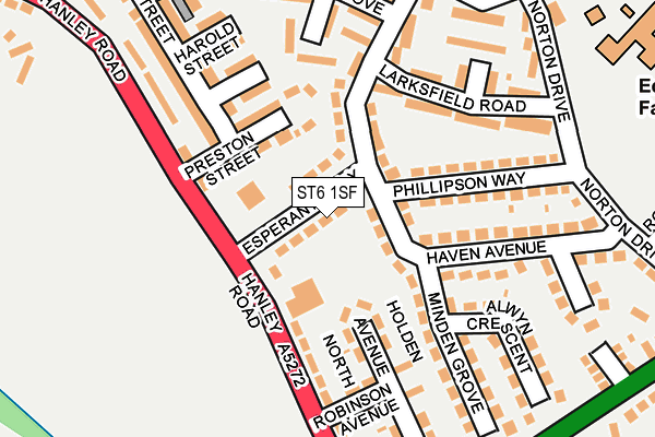 ST6 1SF map - OS OpenMap – Local (Ordnance Survey)