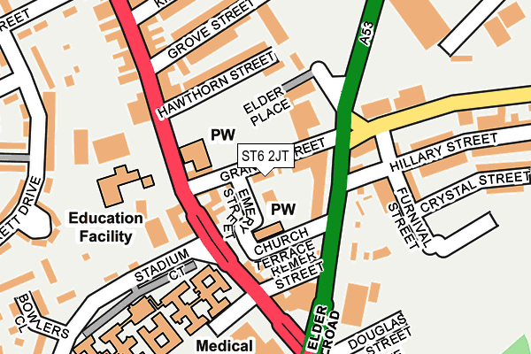 ST6 2JT map - OS OpenMap – Local (Ordnance Survey) ST6 2JT map - OS OpenMap – Local (Ordnance Survey)