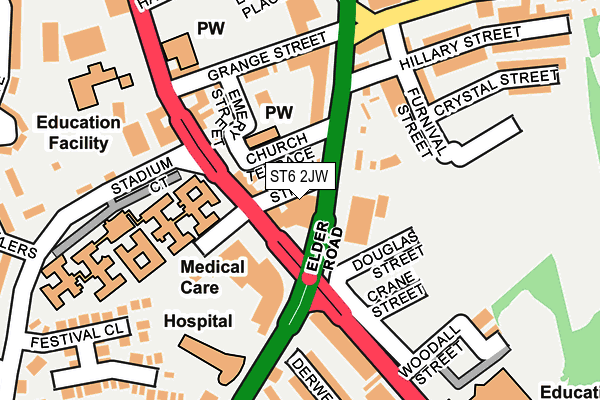 ST6 2JW map - OS OpenMap – Local (Ordnance Survey) ST6 2JW map - OS OpenMap – Local (Ordnance Survey)