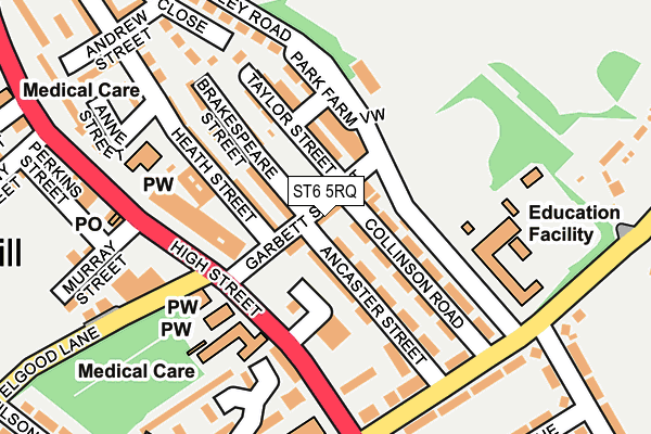 ST6 5RQ map - OS OpenMap – Local (Ordnance Survey) ST6 5RQ map - OS OpenMap – Local (Ordnance Survey)